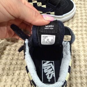 Vans Kids Checkerboard Slip-On Sneakers - Blue & Cream Glow in the Dark